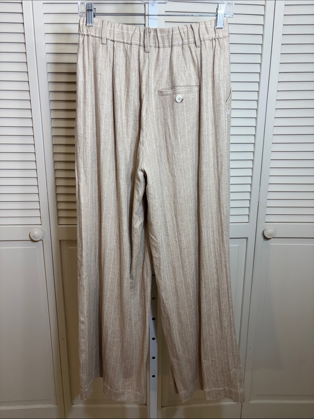 Maeve Avery Linen Blend Stripe Twill Wide Leg Pleated Pants Size XS Petite - Picture 11 of 16